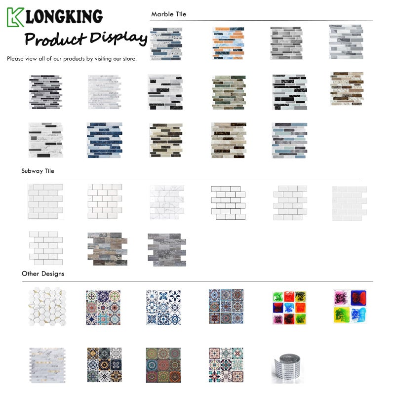 LONGKING 10-Sheet Peel and Stick Tile Backsplash, Vinyl 3D Self-Adhesive Tile Stickers for Kitchen, Bathroom, Counter Top, Marble 77 - Image 4
